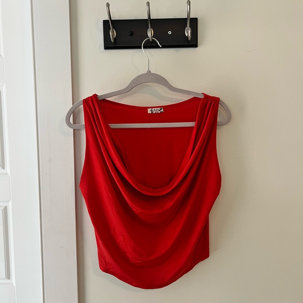 Free People Red Draped Tank Top